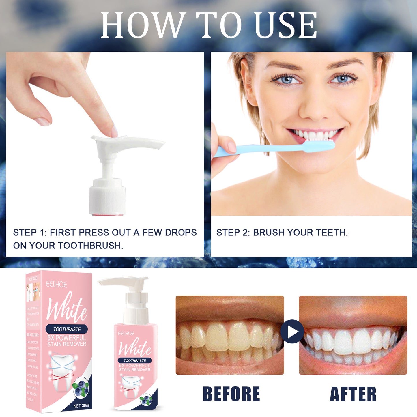 EELHOE 100ML Whitening Toothpaste For Teeth Anti-Cavity Four Fruit Flavor Toothpastes