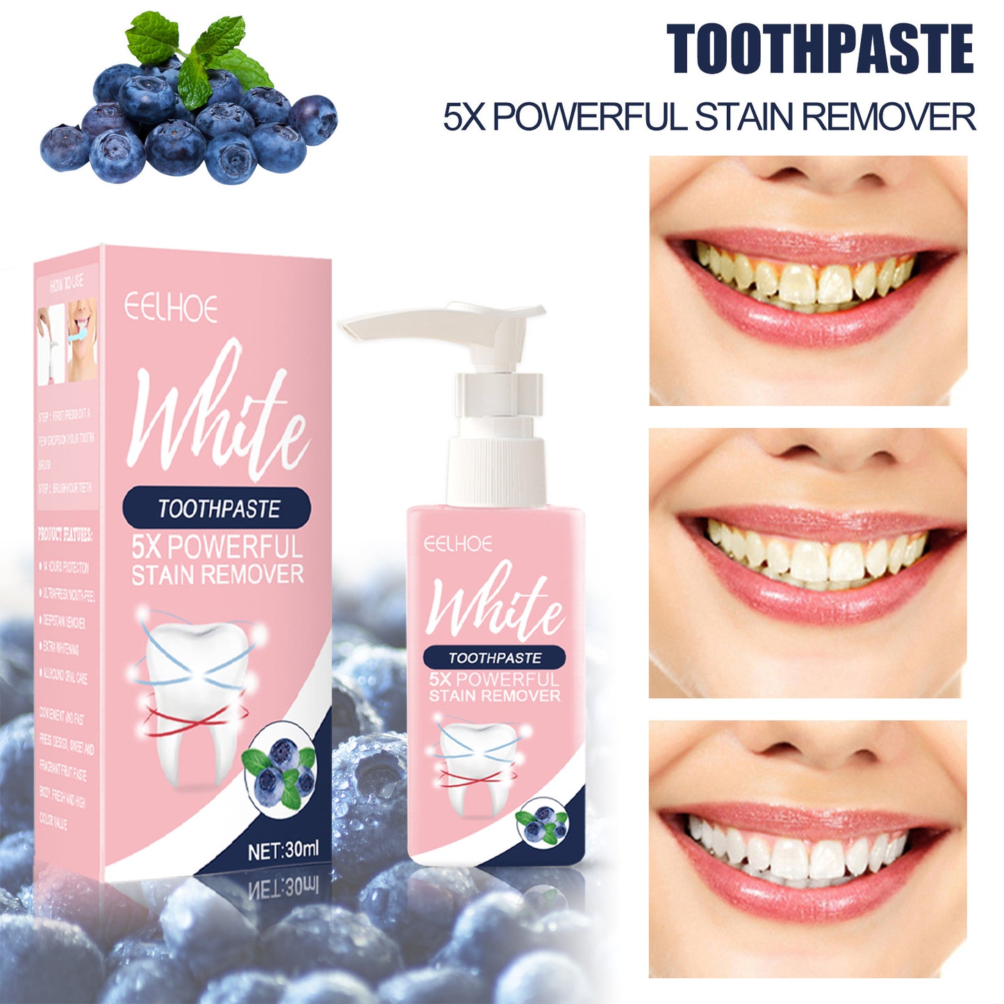EELHOE 100ML Whitening Toothpaste For Teeth Anti-Cavity Four Fruit Flavor Toothpastes