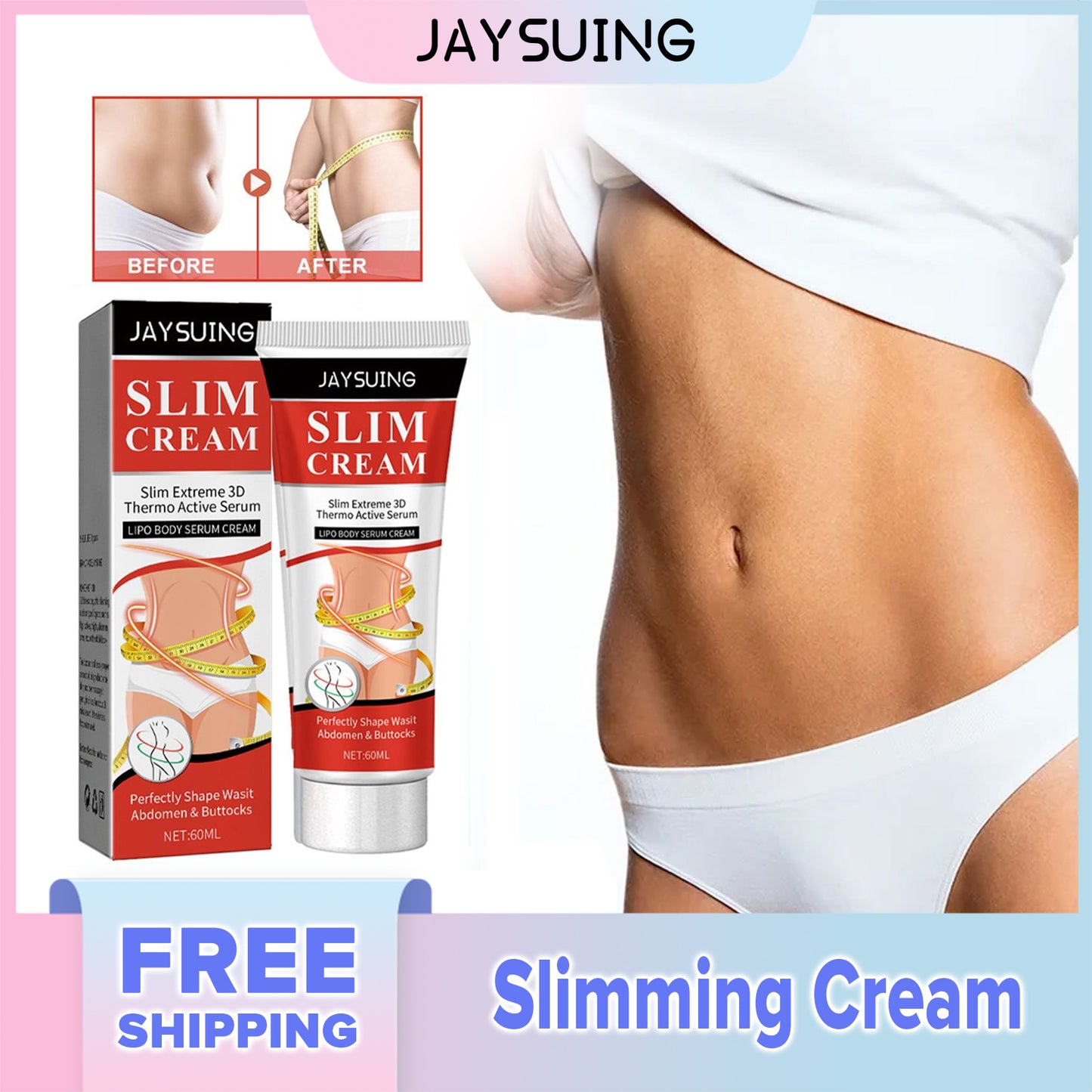 Jaysuing Slimming Cream Reduces The Abdomen Slimming Body Massage Cream Cellulite Remover Fat Burning Losing Weight for Belly(60ml)