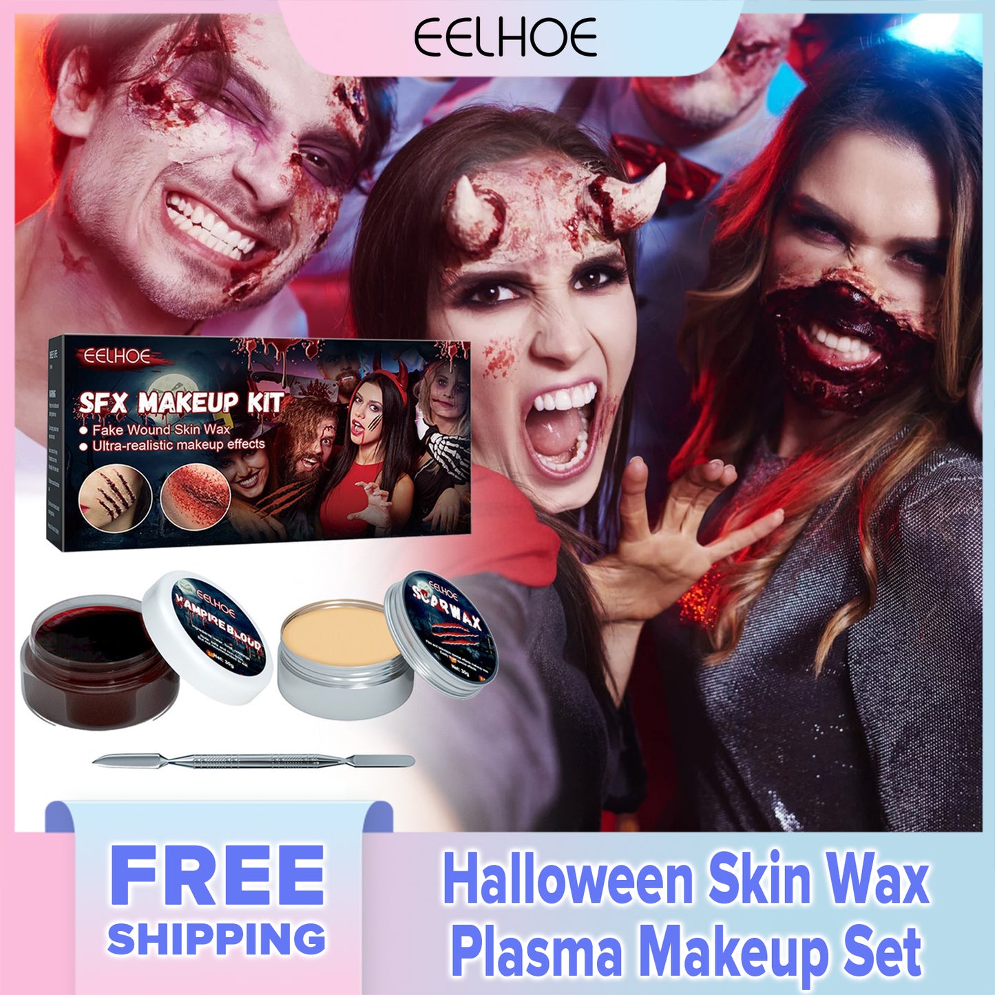 EELHOE Scar Wax Set Halloween Special Effects Stage Fake Wound Forming Scar Body Paint