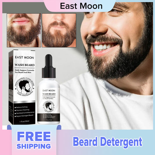 East Moon Beard Detergent for Men Soften Clean Wash Liquid Anti Itching Moisturizing Smoothing Beard Treatment Products Dry Moustache Care(30ml)