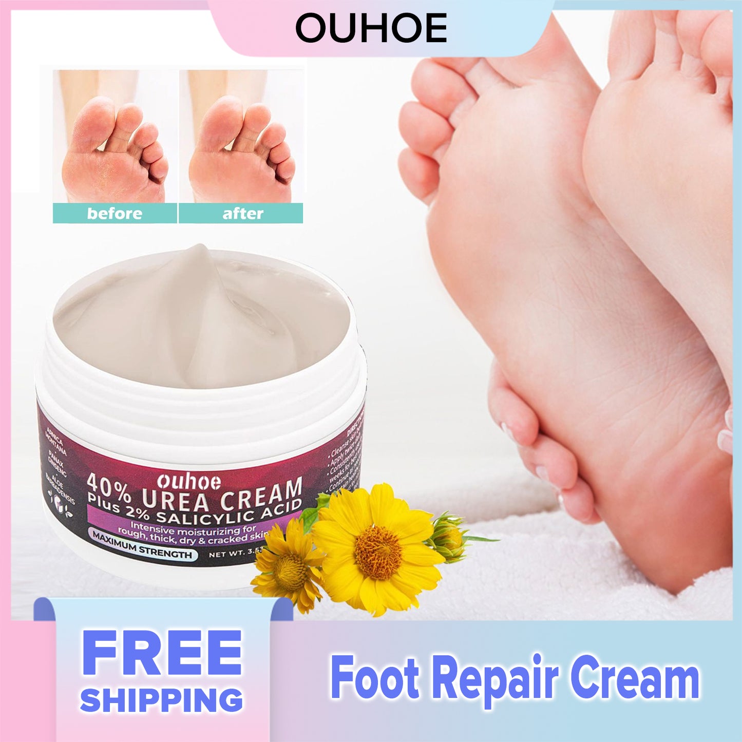 OUHOE Foot Repair Cream Moisturizing and Repairing Dry Hands and Feet, Peeling, Rough and Chapped Foot Cream Skin Care(100g)