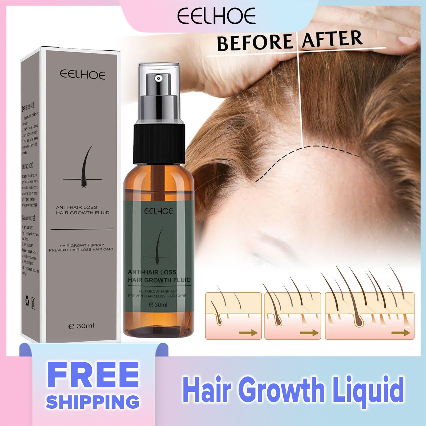 EELHOE Hair Growth Liquid Strong And Tough Hair Nourishing Root Growth Thick Damage Repair Ginger Hair Conditioner
