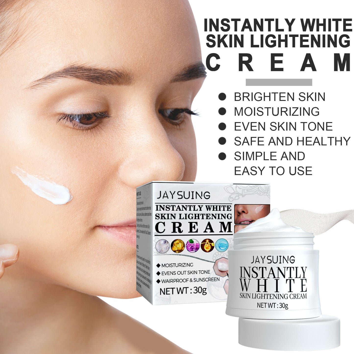 Jaysuing Lazy Face Cream Lightweight, Breathable, Beautiful And Tender Skin, Natural Concealer, Nude Makeup(30g)