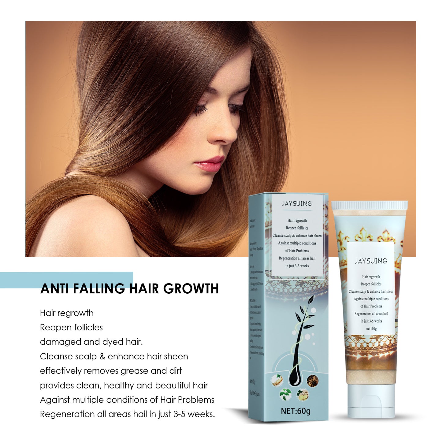 Jaysuing Hair Scalp Scrub Anti-dandruff Itching Nourishing Anti-Lost Treatment Hair Growth Smooth Shampoo(60g)