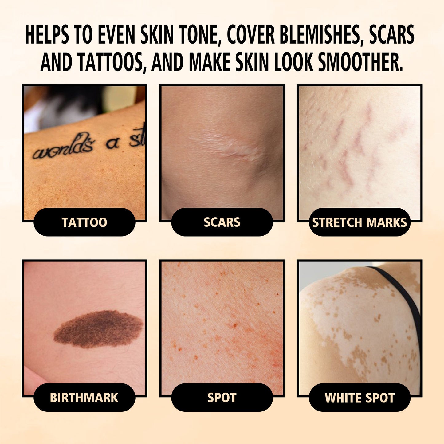 EELHOE Body Concealer, Waterproof, Brightening, Covering Birthmark, Scar, Tattoo, Spot, Three Color Concealer