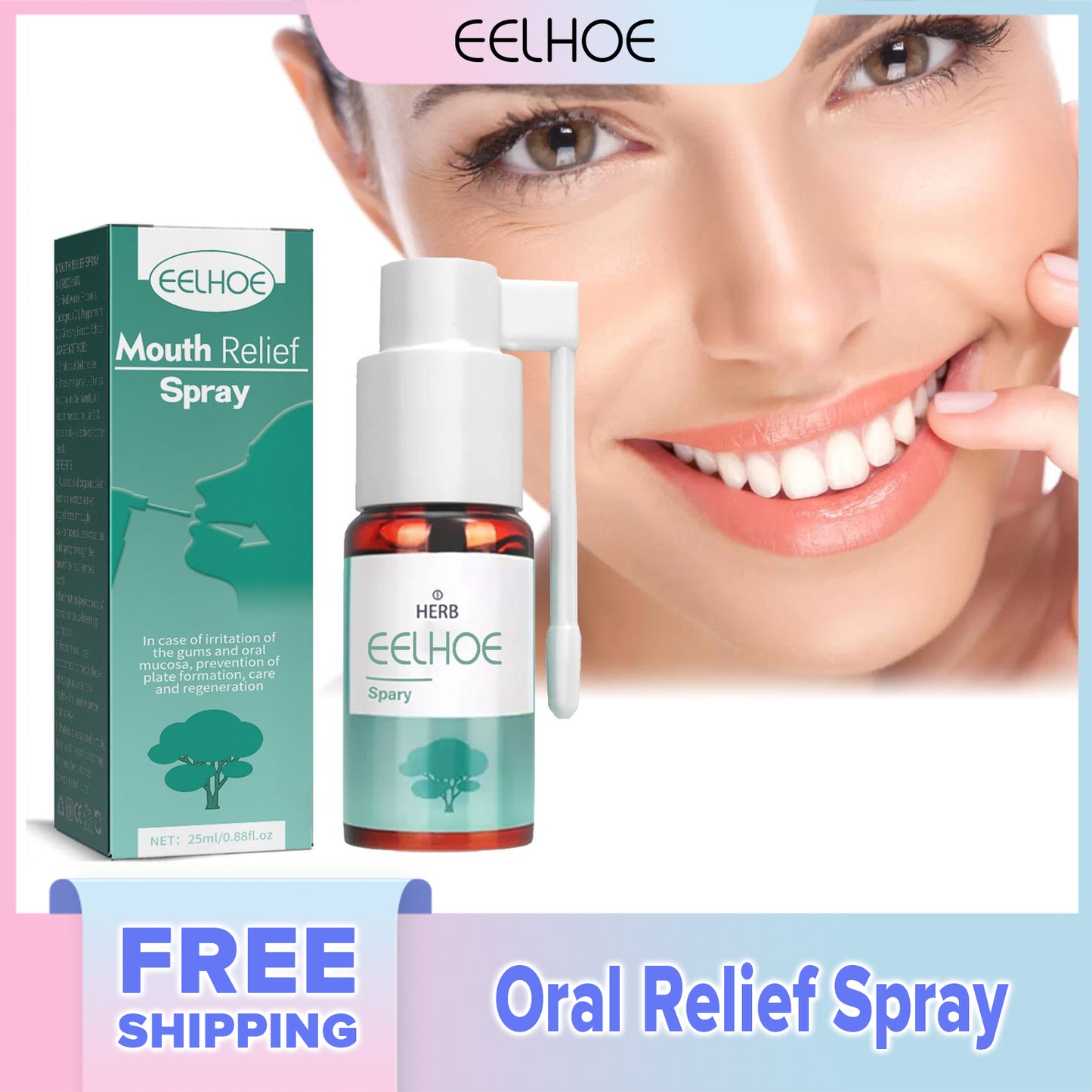 EELHOE Oral Relief Spray For Relieving Aphthous Burning And Blistering Periodontal Gum Pain Oral Care Spray(25ml)