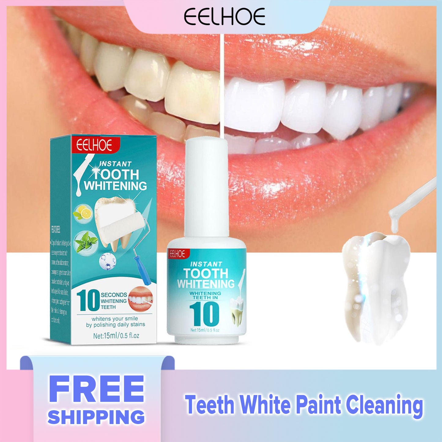 EELHOE Teeth White Paint Cleaning Dental Stains Tartar Anti-pigmentation Cleaning Bad Breath Care Dental Paint (15ml)