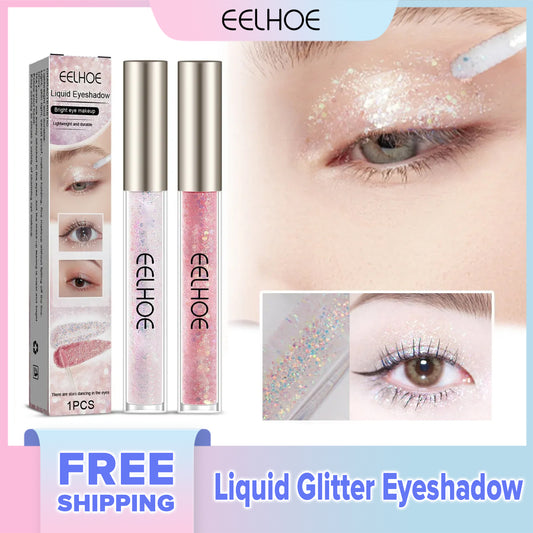 EELHOE Liquid Glitter Eyeshadow Long Lasting Quick-Drying Easy to Apply Long-Lasting Shimmer Eye Shadow for Eye Crystals Makeup