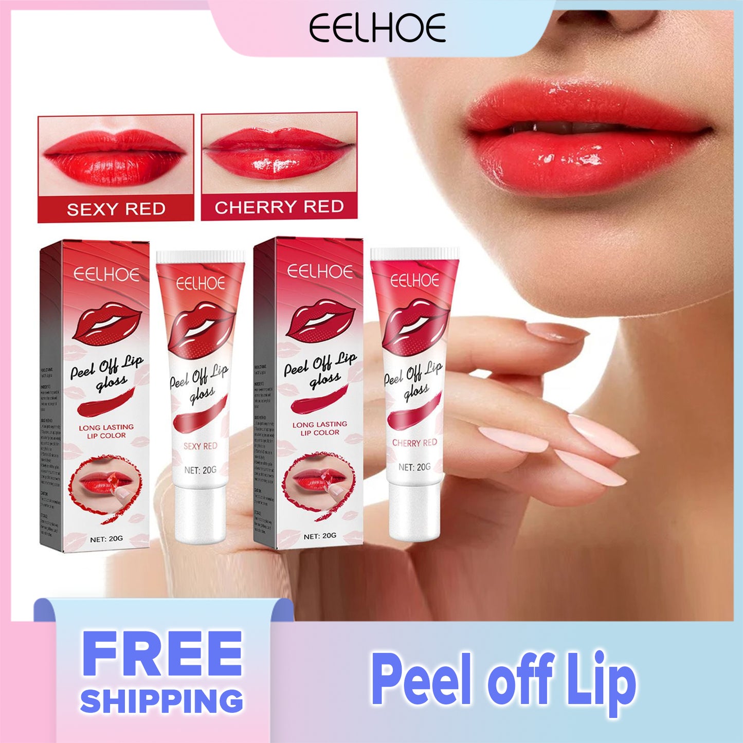 EELHOE Peel off Lip Color Moisturizing and Moisturizing Easy to Color, Not Easy to Stain Cup, Durable, No Makeup Removal, Matte Peel off Lip Color
