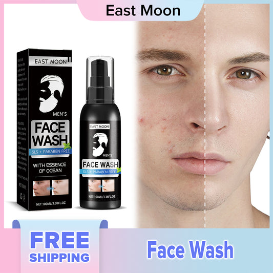 East Moon Face Wash for Men Deep Cleansing Anti Acne Pimple Exfoliating Mousse Oil Control Shrink Pores Moisturizing Whitening Facial Cleanser Foam Skin Care(100ml)