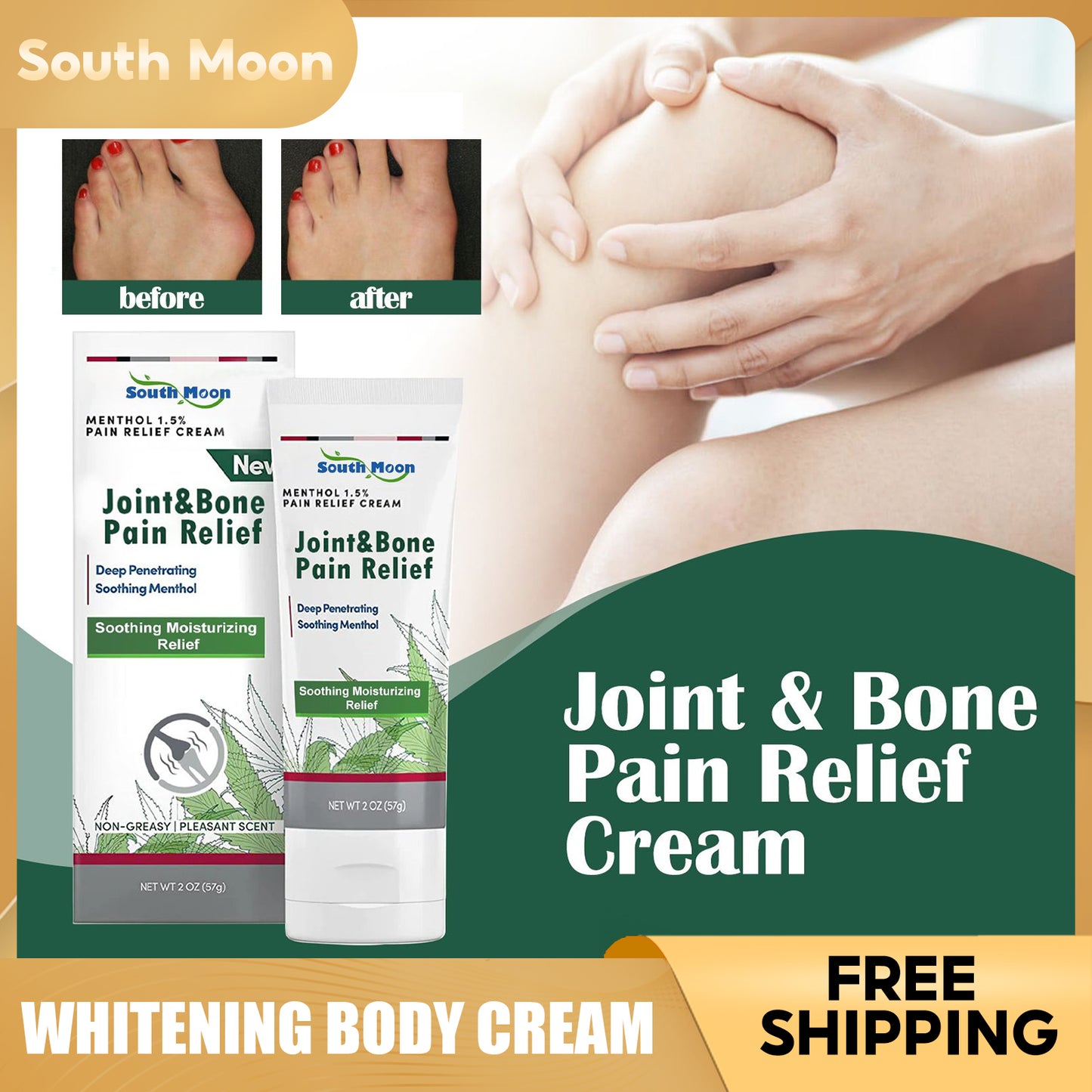 South Moon Whitening Body Cream Remove Melanin Dark Knuckles Remover Gel Joint Elbow Private Part Underarm Bleaching Brighten Lotion(57g)