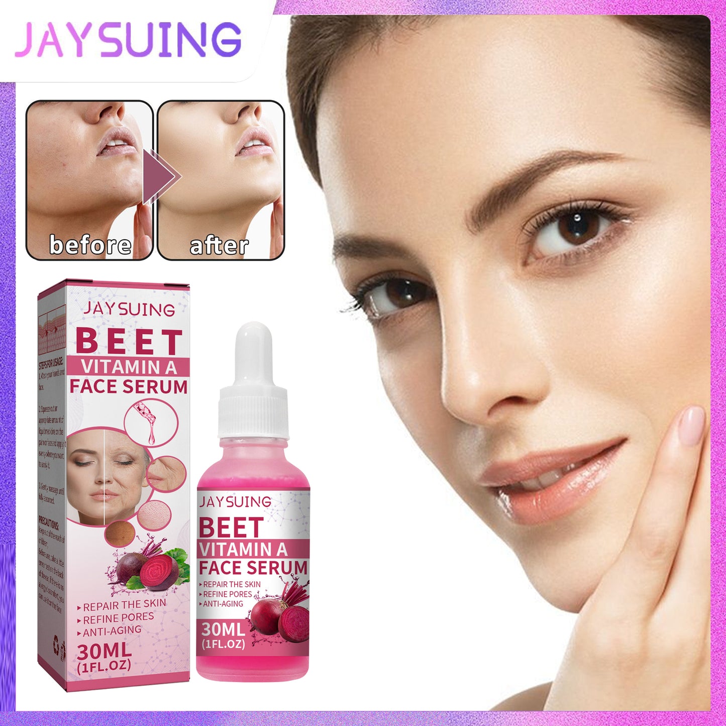 Jaysuing VA serum Turmeric Facial skin Repair oxidation liquid essence Beet Vitamin A(30ml)