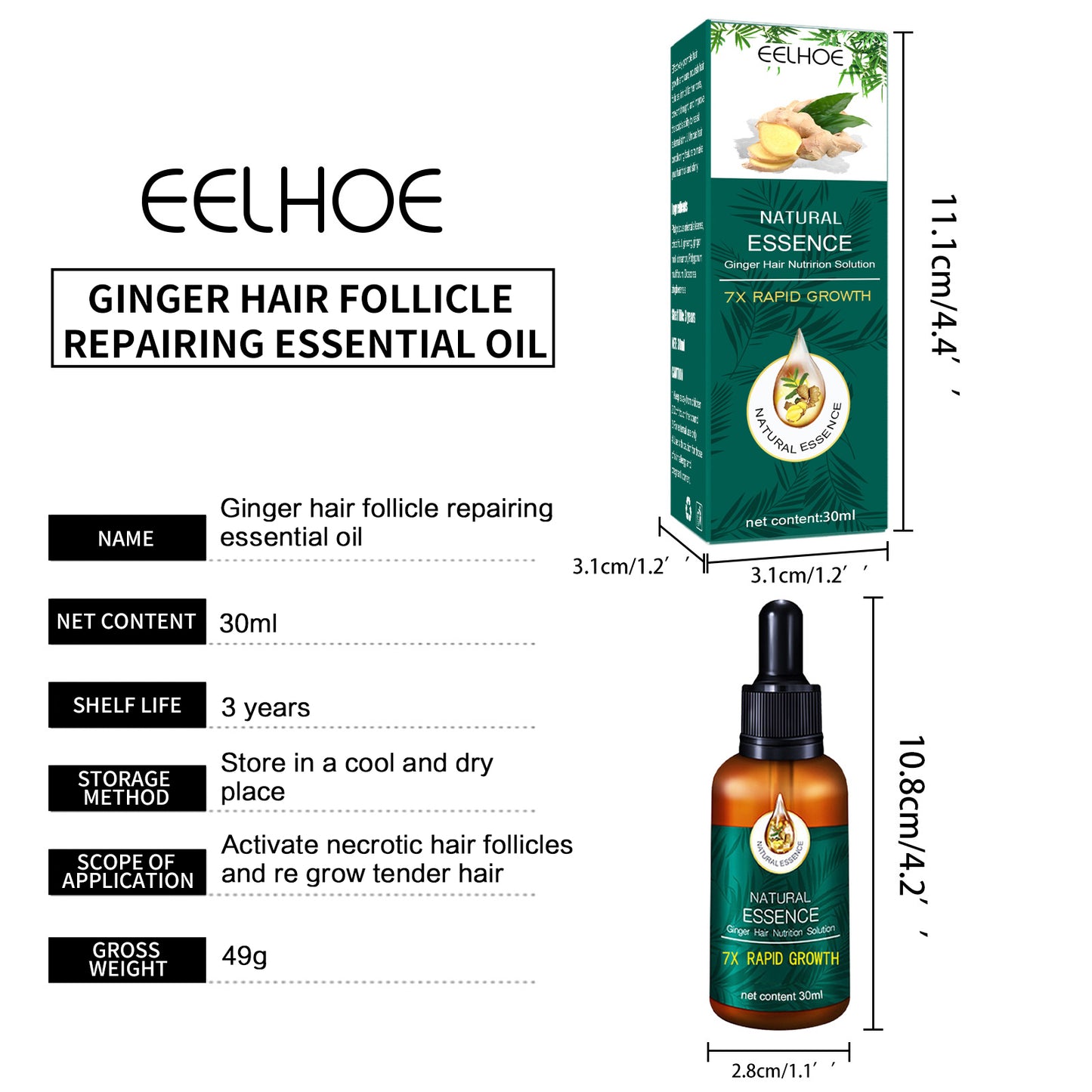 EELHOE Ginger Hair Oil Prevents Hair Loss and Increases Hair