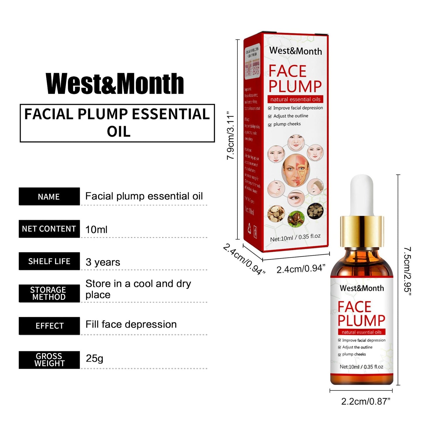 West&Month Anti Aging Serum Natural Facial Essence with Snail Secretion Filtrate Shrinking Pores Moisturizing Firming Skin(10ml)