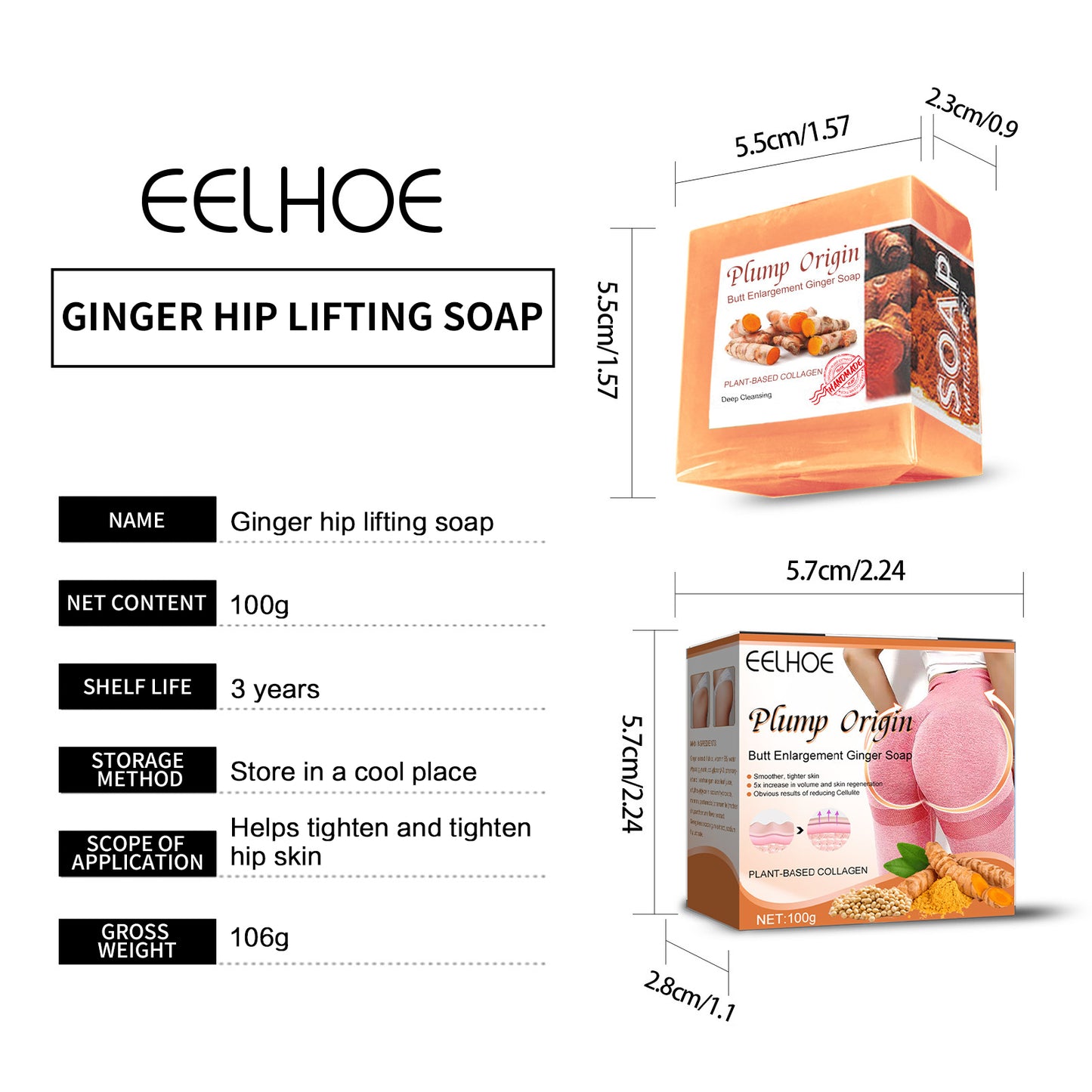 EELHOE Butt Enlargement Ginger Soap,Relieve Stress and Improve Sleep Body Care