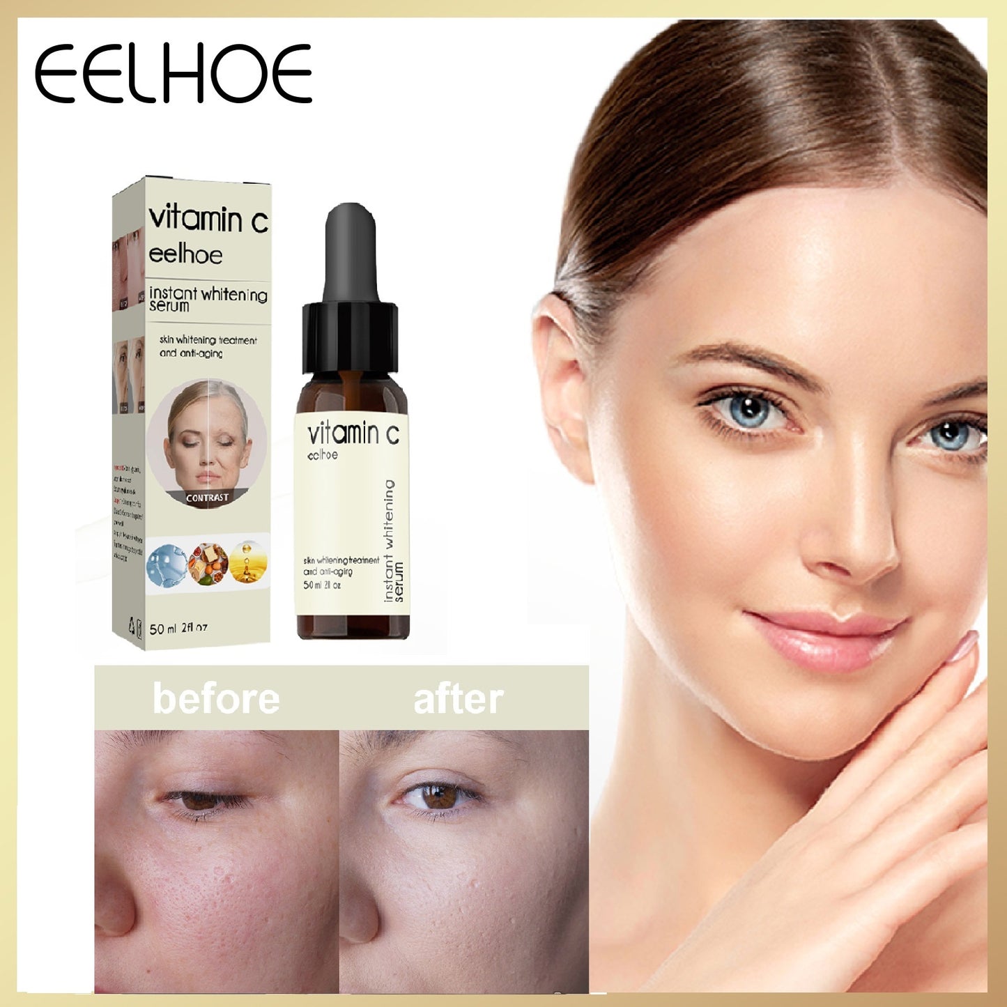 EELHOE Vitamin C Serum for Face Brighten Serum for Dark Spots Fine Lines and Wrinkles(50ml)