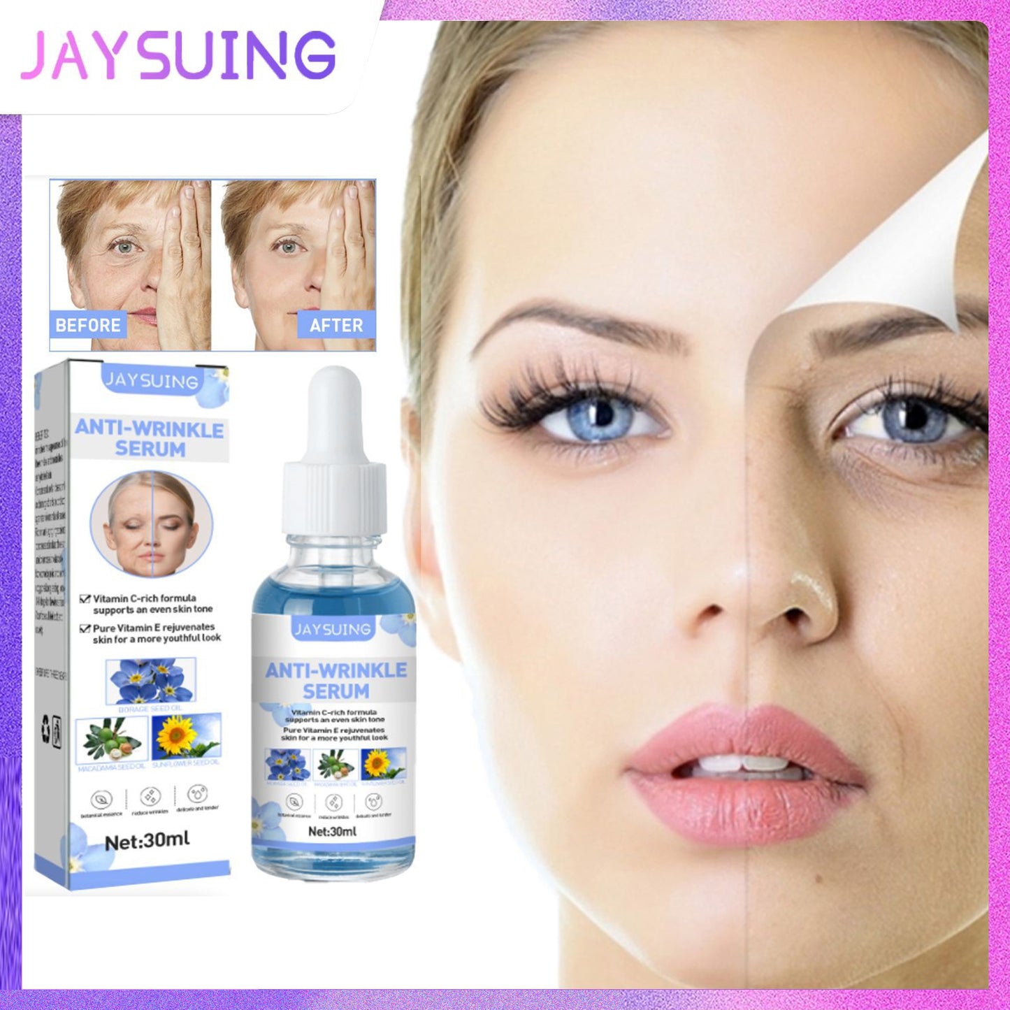 Jaysuing Freckle And Wrinkle Removing Serum For Wrinkle And Fine Lines Removing Law Lines Moisturizing Skin Tight And Bright Skin Oil（30ml)