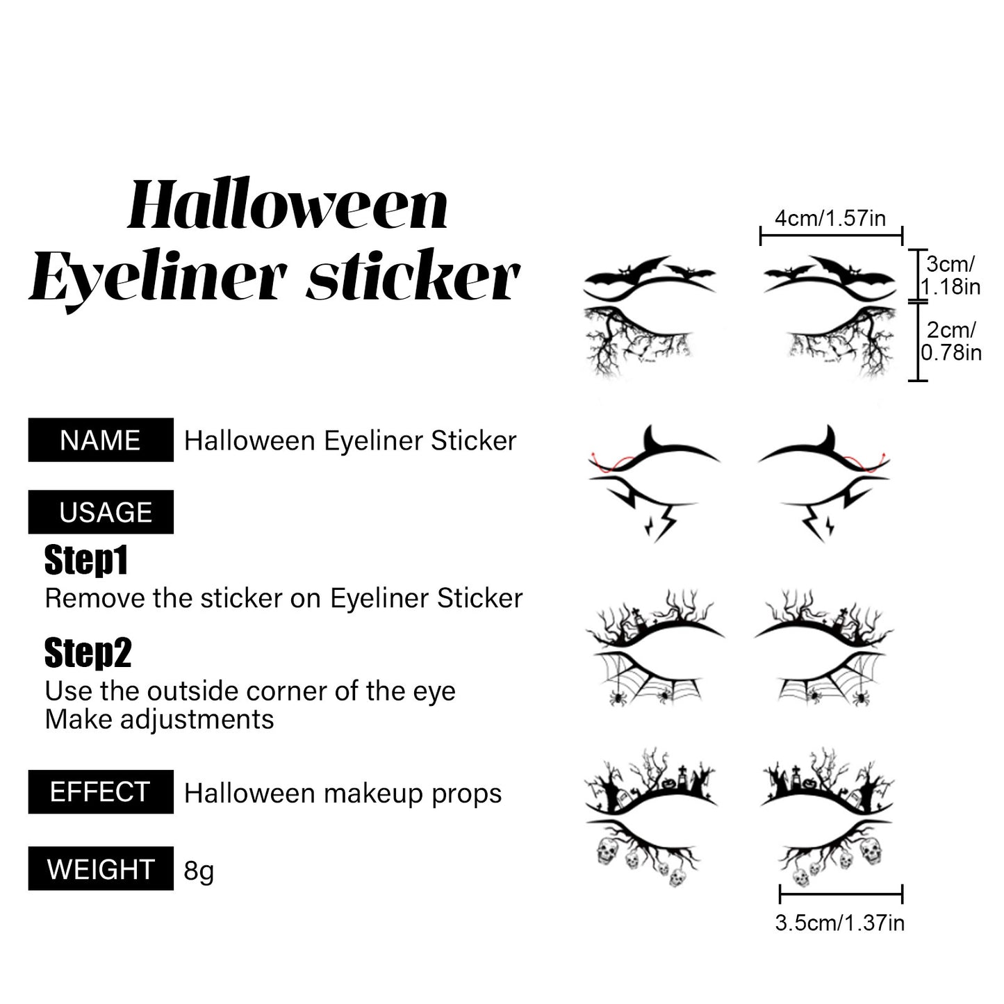 EELHOE Eye shadow Tattoo Sticker   Halloween Temporary Eye Shadow Tattoos  for Women Eye Decoration Halloween Parties