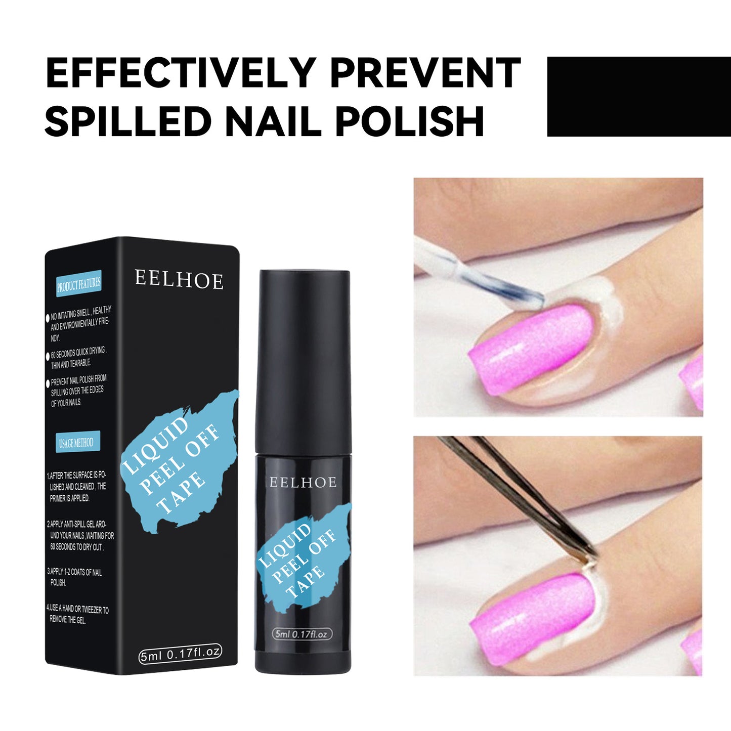 EELHOE Nail Spill Resistant Glue Coated Nail Edges Can Be Tearable