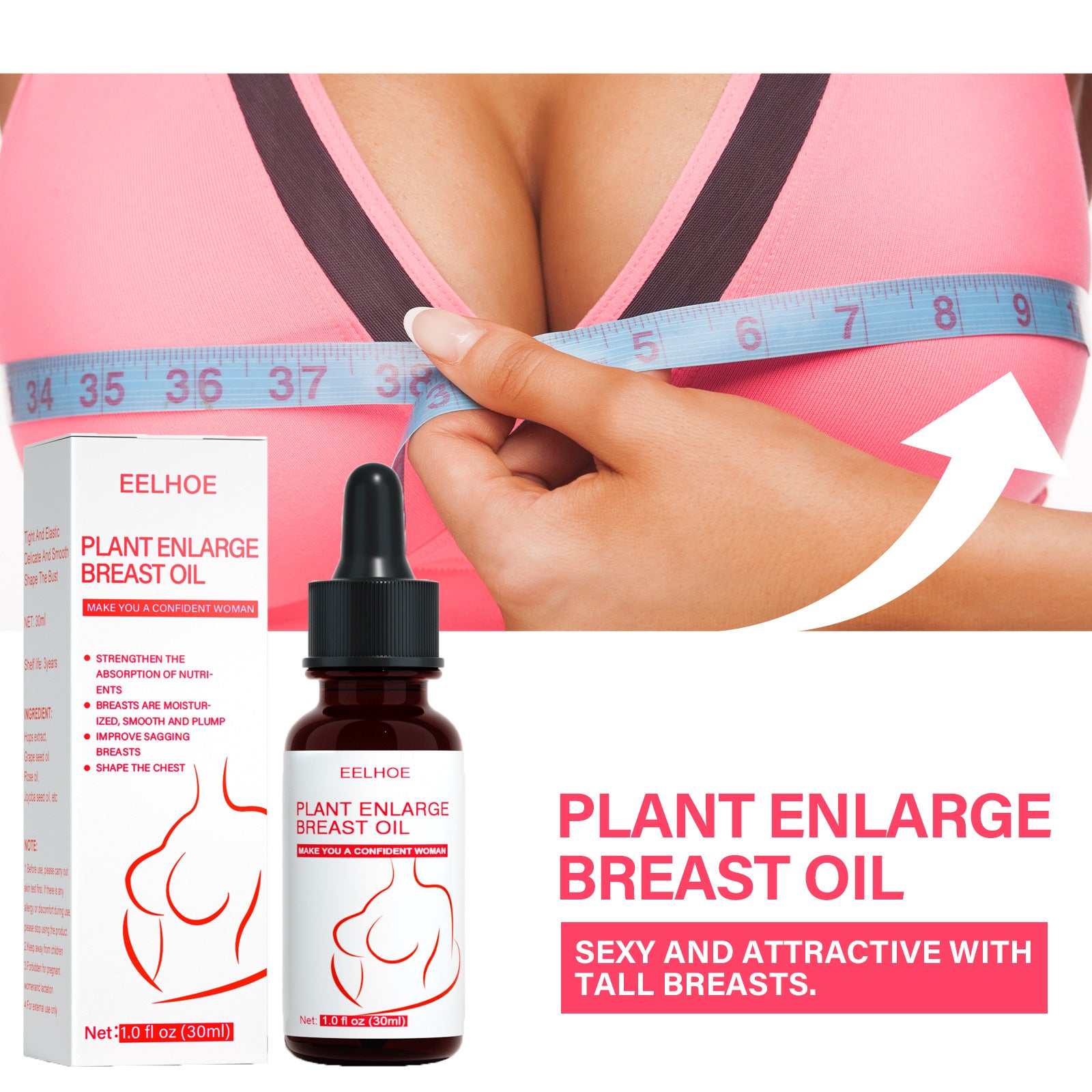 EELHOE 30ml Bust Massage Oil for Breast Care,Strengthens Skin