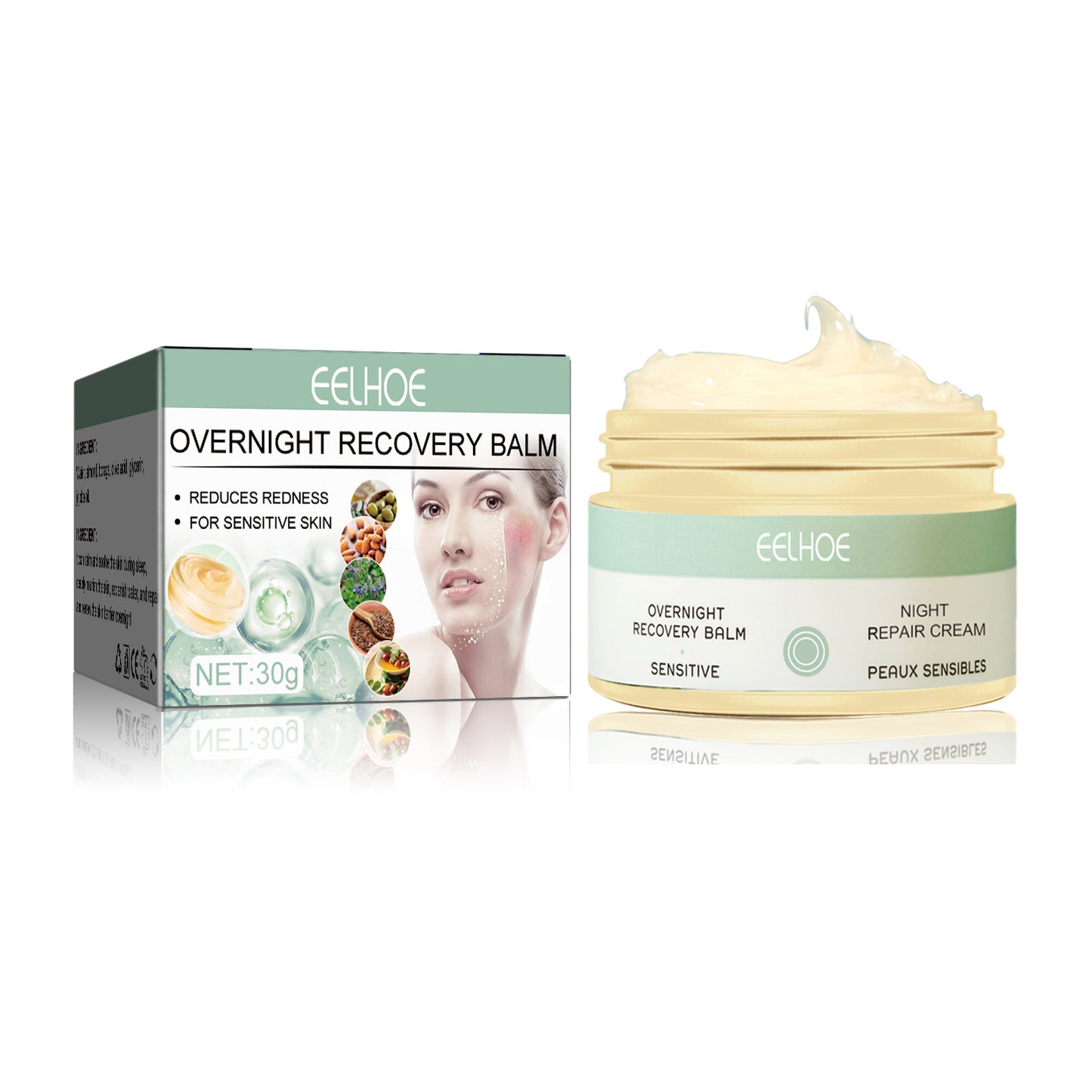 EELHOE Night Skin Soothing Repairing Cream Moisturizing Moisturizing Muscle Base Soothing Cream(30g)