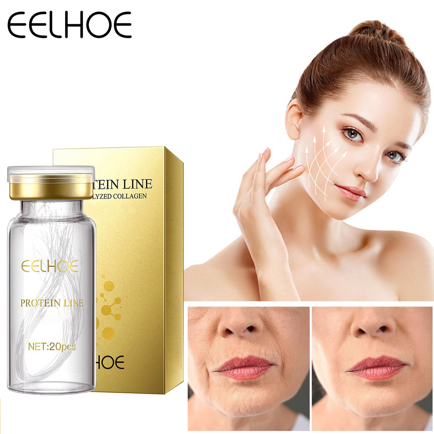 EELHOE Collagen Lifting Line Moisturizing and Desalinating Fine Lines and Wrinkles, Firming the Skin（20pcs）