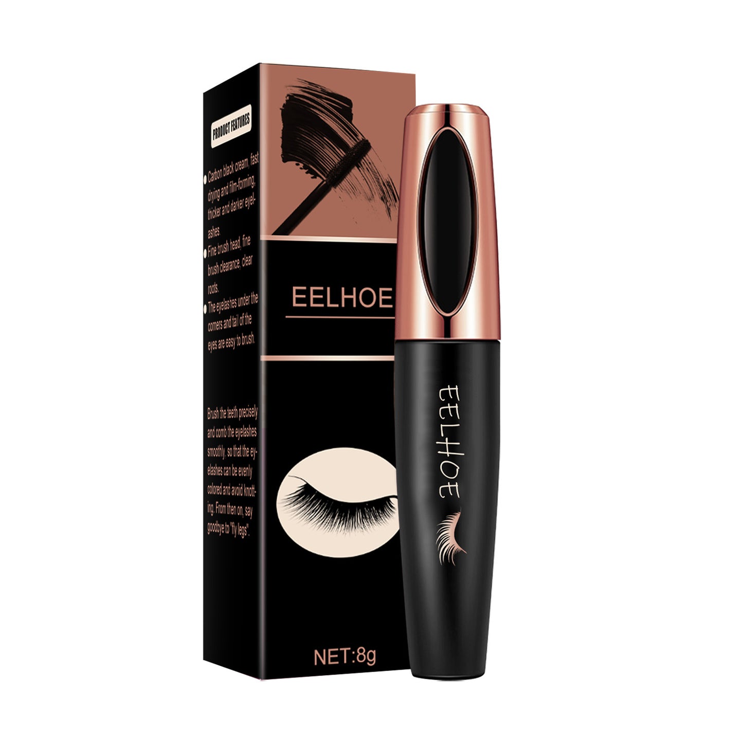 EELHOE 4D Mascara for Lashes, Lengthening, Thick and Long-lasting, Waterproof（8g）