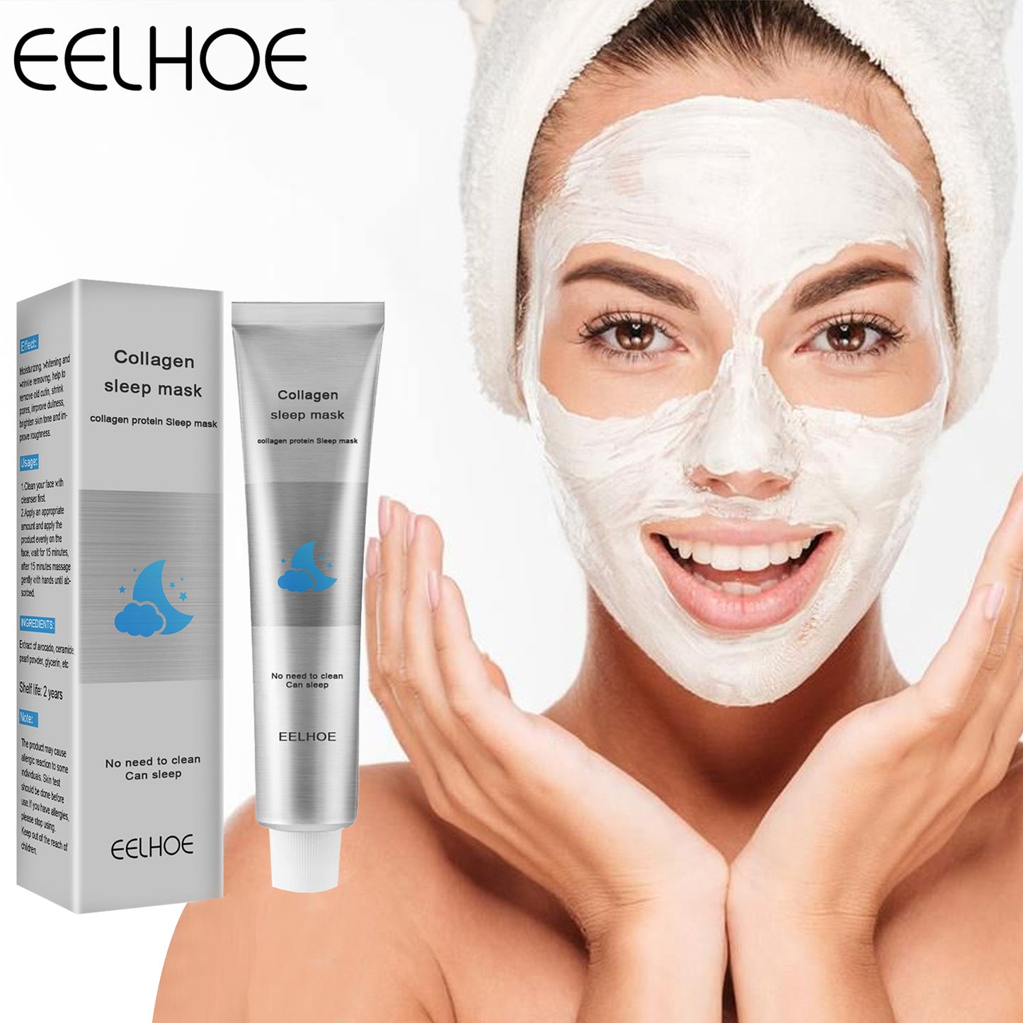EELHOE Collagen Sleeping Mask Smearing Cleansing Shrinking Hydrating Moisturizing Skin Care