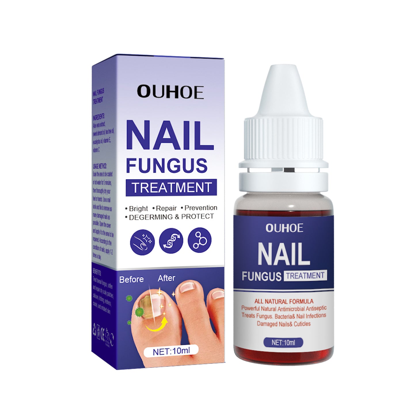 OUHOE Nail Repair Solution For Repairing Thickened Nails, Inlaid Nails, Gray Nails, Bright Nails, Soft Nails(10ml)