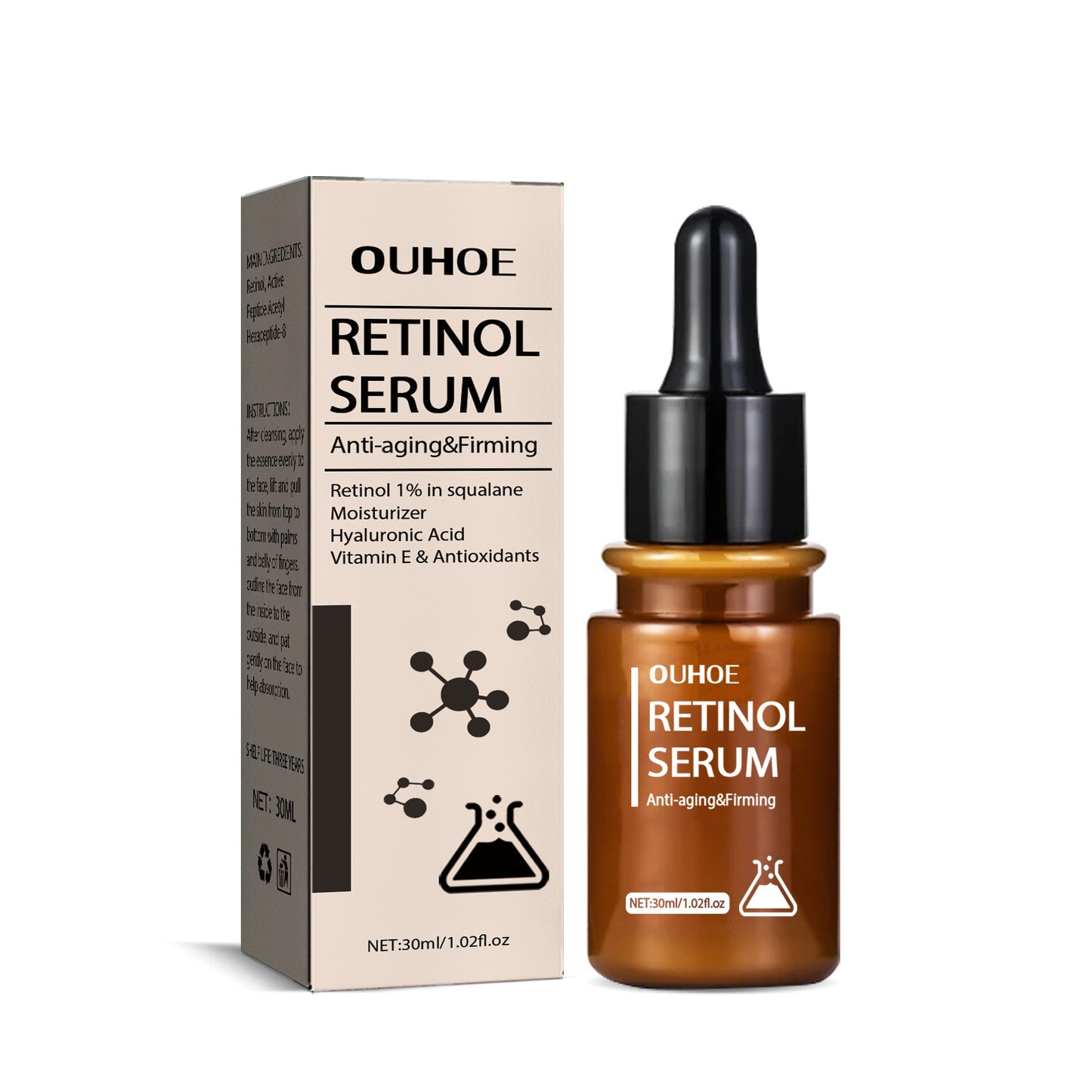 OUHOE Retinol Skin Beautifying Essence Attenuate Dry Lines, Fine Lines, Prevent Dullness, Moisturize, Tender Skin And Resist Wrinkles Essence(30ml)