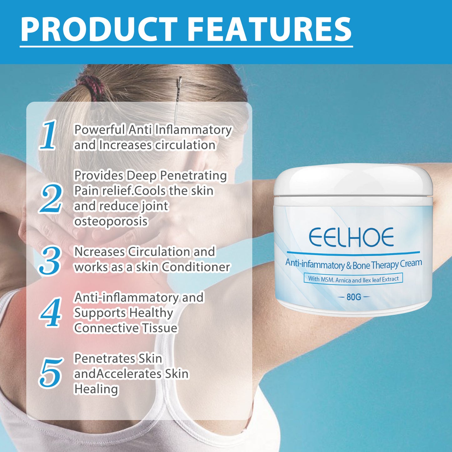 EELHOE Joint Relief Cream Relieve Cervical, Lumbar, Knee Pain Body Repair Joint Care Cream(80g)