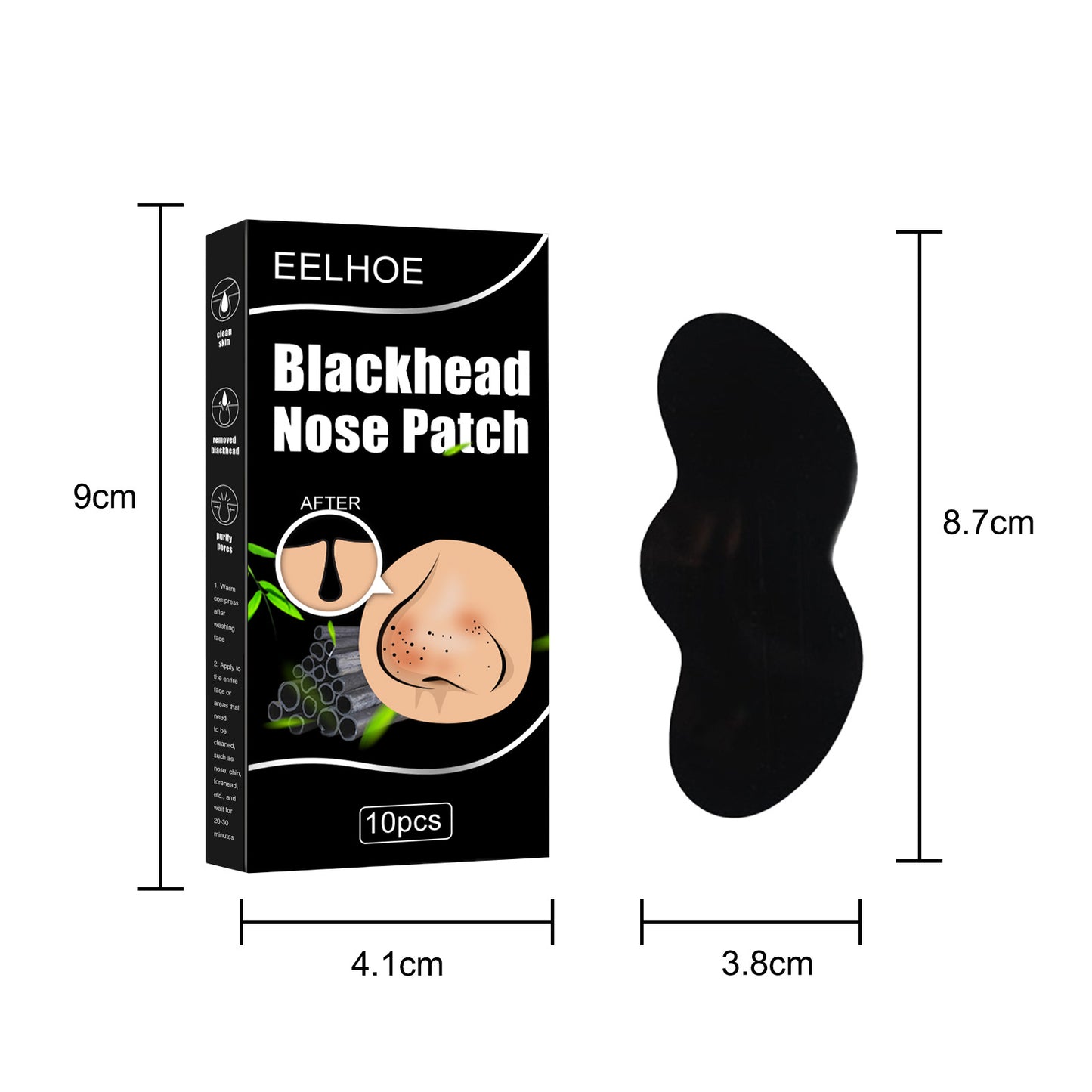 EELHOE Nose Mask Stick Bamboo Charcoal Blackheads Cleansing Pore Removal (10 PCS)