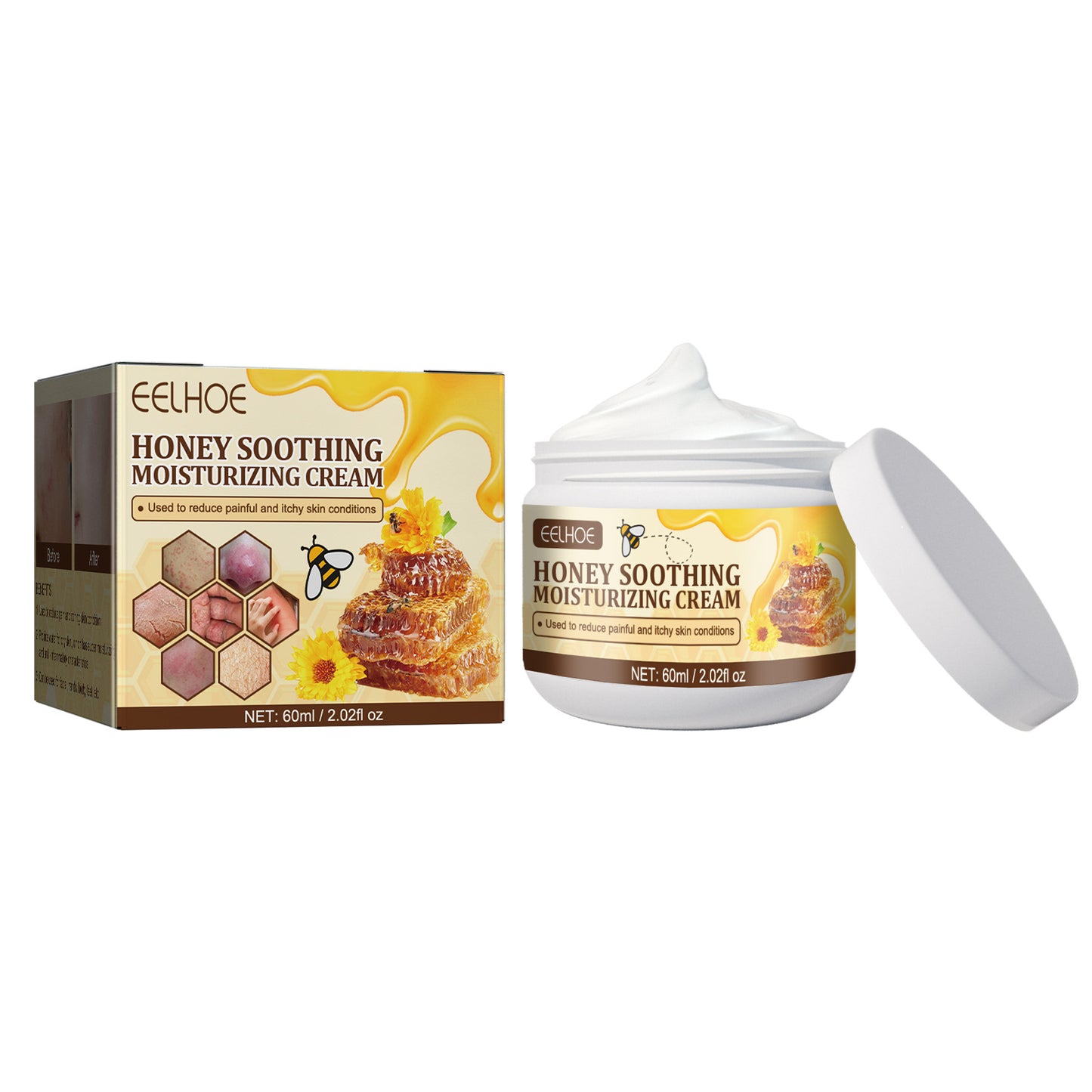 EELHOE Honey Moisturizing Face Cream Hydrating Nourishing Repair Dryness Redness Itchy Anti Acne Firming Whitening Night Cream(60ml)